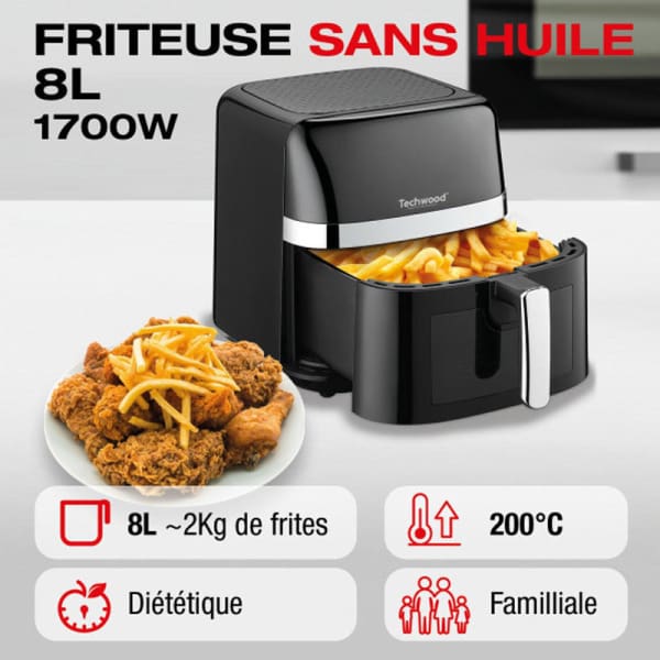 Friteuse Sans Huile Techwood 8L (TFR-806SHD) Friteuse Sans Huile Techwood 8L (TFR-806SHD)